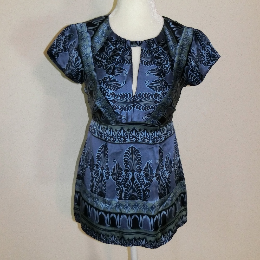 Nanette Lepore Size 4 Blouse Shirt Dark Blue Silk